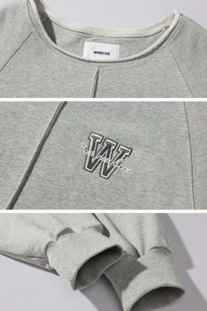 WARDEN EDGE Oversized Grey Sweatshirt with Embroidered W Logo