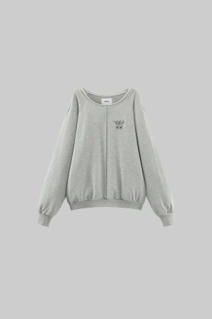 WARDEN EDGE Oversized Grey Sweatshirt with Embroidered W Logo