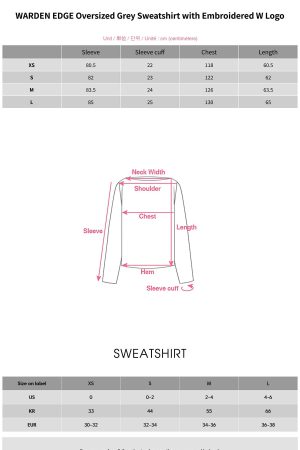 WARDEN EDGE Oversized Grey Sweatshirt with Embroidered W Logo