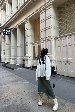 WARDEN EDGE Oversized Knit Sweater with Distressed Bold WRE Logo