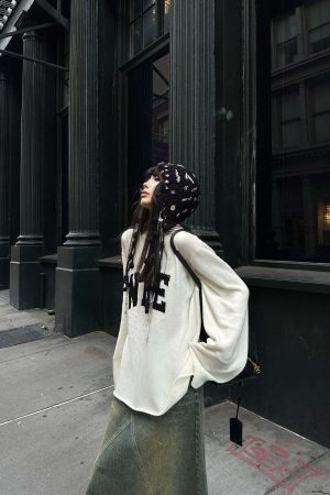 WARDEN EDGE Oversized Knit Sweater with Distressed Bold WRE Logo
