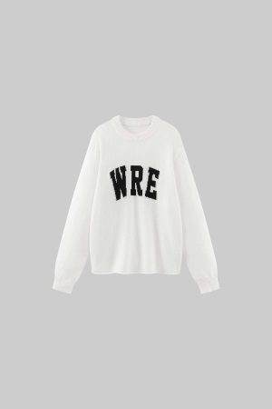 WARDEN EDGE Oversized Knit Sweater with Distressed Bold WRE Logo
