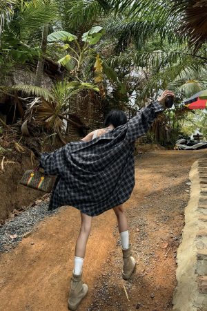 WARDEN EDGE Oversized Plaid Shirt Jacket