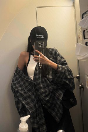WARDEN EDGE Oversized Plaid Shirt Jacket