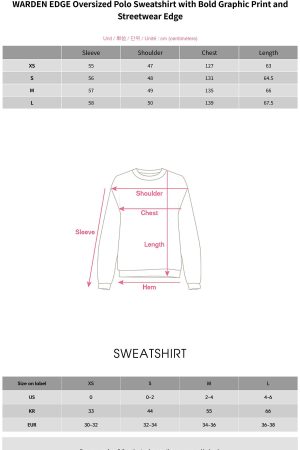 WARDEN EDGE Oversized Polo Sweatshirt with Bold Graphic Print and Streetwear Edge