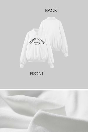 WARDEN EDGE Oversized Polo Sweatshirt with Bold Graphic Print and Streetwear Edge