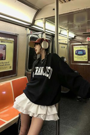 WARDEN EDGE Oversized San Francisco Sweatshirt Casual Streetwear Pullover