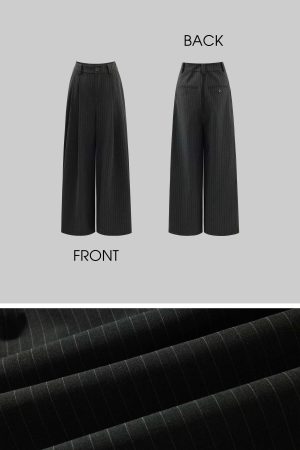 WARDEN EDGE Pinstripe Suit Set with Blazer Shirt and Wide Trousers