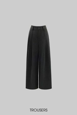 WARDEN EDGE Pinstripe Suit Set with Blazer Shirt and Wide Trousers