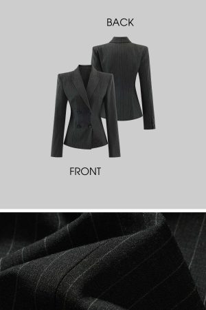 WARDEN EDGE Pinstripe Suit Set with Blazer Shirt and Wide Trousers