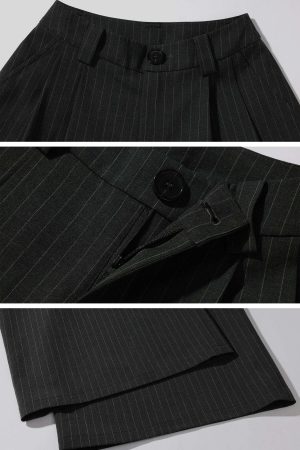 WARDEN EDGE Pinstripe Suit Set with Blazer Shirt and Wide Trousers