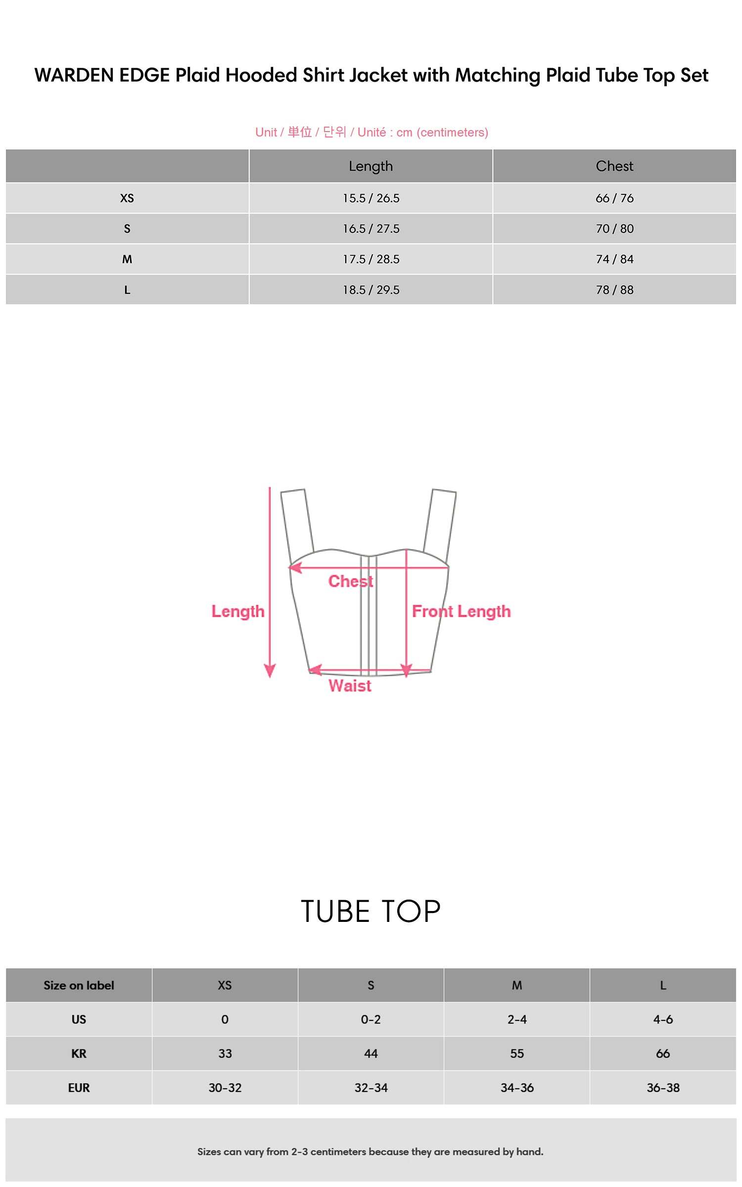 WARDEN EDGE Plaid Hooded Shirt Jacket with Matching Plaid Tube Top Set WARDEN EDGE Plaid Hooded Shirt Jacket with Matching Plaid Tube Top Set
