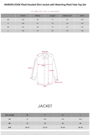 WARDEN EDGE Plaid Hooded Shirt Jacket with Matching Plaid Tube Top Set