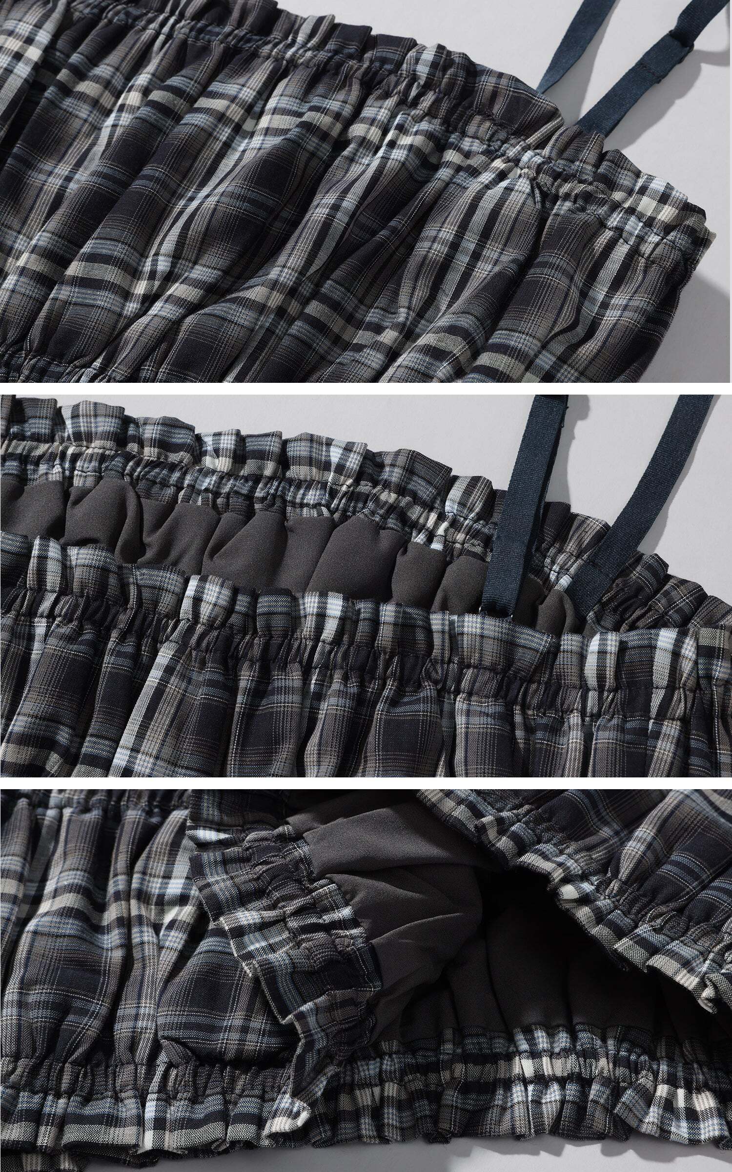 WARDEN EDGE Plaid Hooded Shirt Jacket with Matching Plaid Tube Top Set WARDEN EDGE Plaid Hooded Shirt Jacket with Matching Plaid Tube Top Set