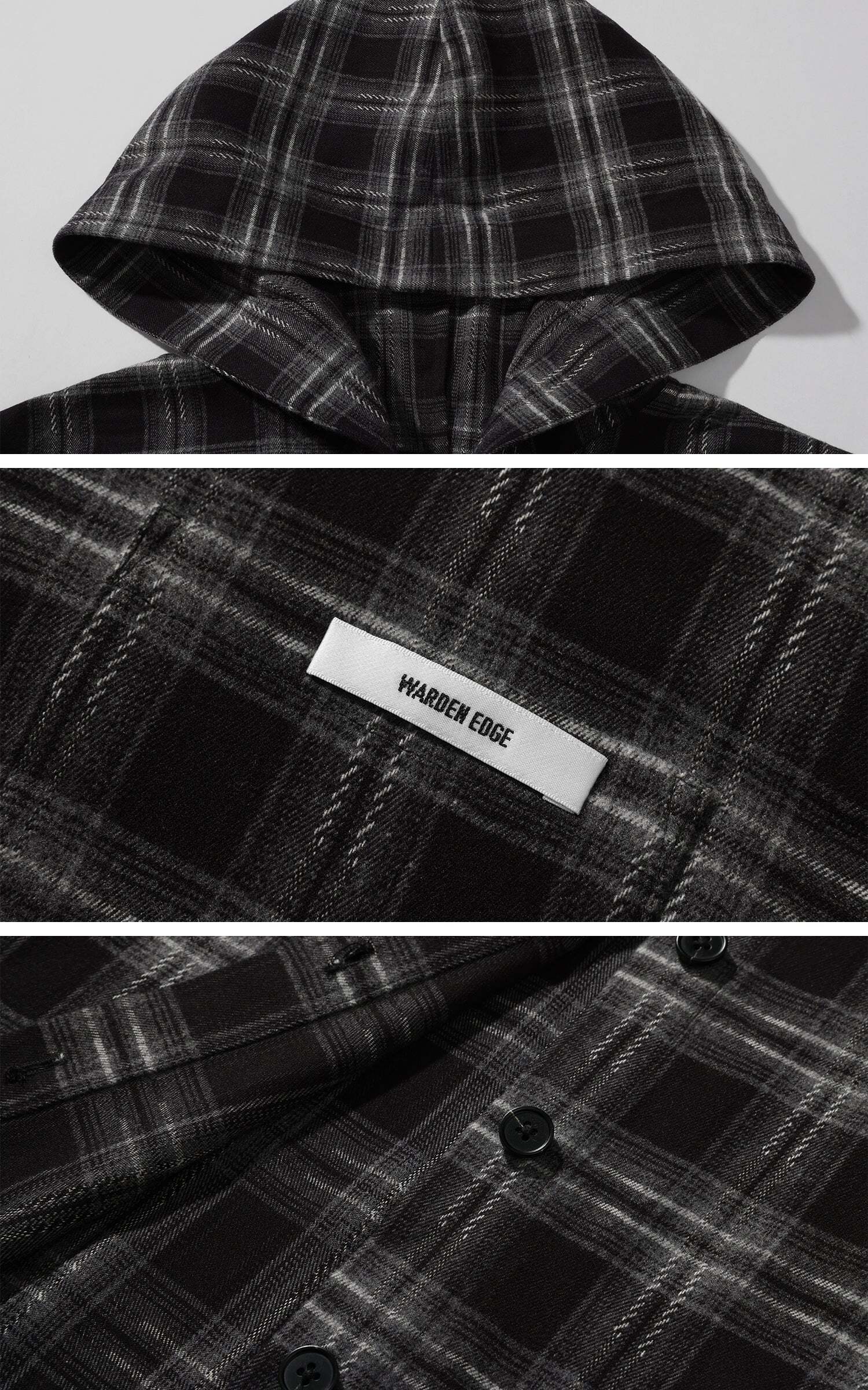 WARDEN EDGE Plaid Hooded Shirt Jacket with Matching Plaid Tube Top Set WARDEN EDGE Plaid Hooded Shirt Jacket with Matching Plaid Tube Top Set