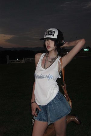 WARDEN EDGE Pleated Ultra Mini Denim Skirt