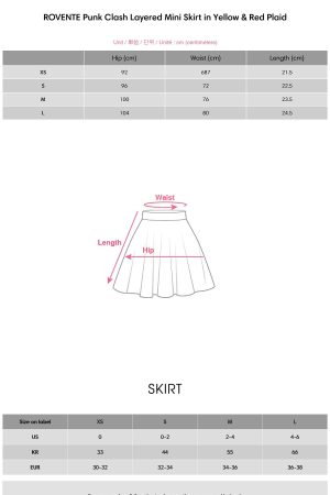 WARDEN EDGE Punk Clash Layered Mini Skirt in Yellow & Red Plaid