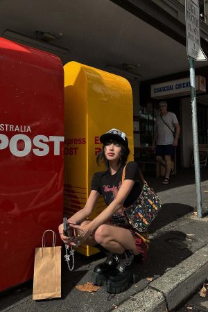 WARDEN EDGE Punk Clash Layered Mini Skirt in Yellow & Red Plaid