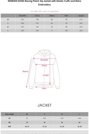 WARDEN EDGE Racing Patch Zip Jacket with Elastic Cuffs and Retro Embroidery