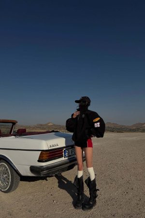 WARDEN EDGE Racing Patch Zip Jacket with Elastic Cuffs and Retro Embroidery