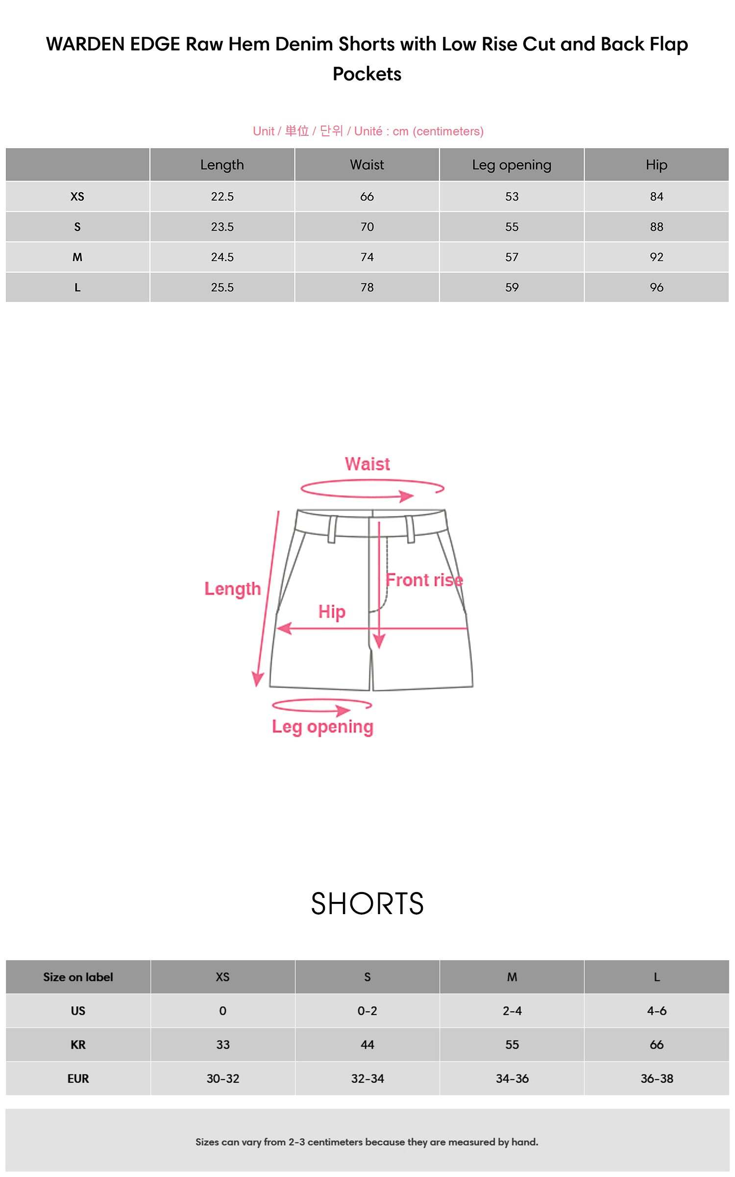 WARDEN EDGE Raw Hem Denim Shorts with Low Rise Cut and Back Flap Pockets WARDEN EDGE Raw Hem Denim Shorts with Low Rise Cut and Back Flap Pockets