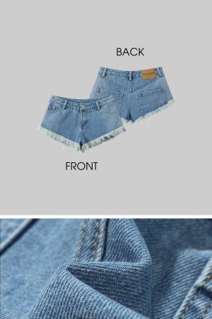 WARDEN EDGE Raw Hem V-Cut Denim Shorts