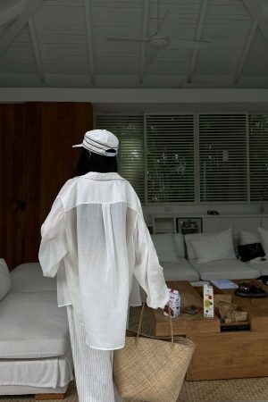 WARDEN EDGE Relaxed-Fit Sheer White Shirt with Patch Pocket