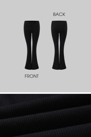 WARDEN EDGE Ribbed Knit Flared Pants & Cropped Camisole Set