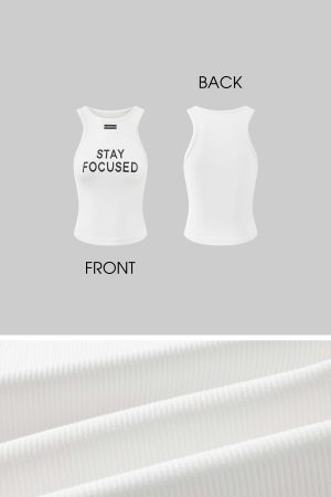 WARDEN EDGE Ribbed Racerback Tank Top with Contrast Lettering
