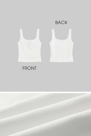 WARDEN EDGE Ribbed Tank Top with Lace and Button Details