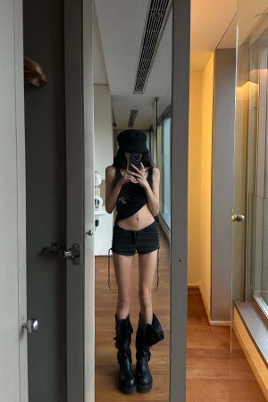 WARDEN EDGE Side Lace-Up Utility Shorts with Elongated Drawstrings and Belt Loops