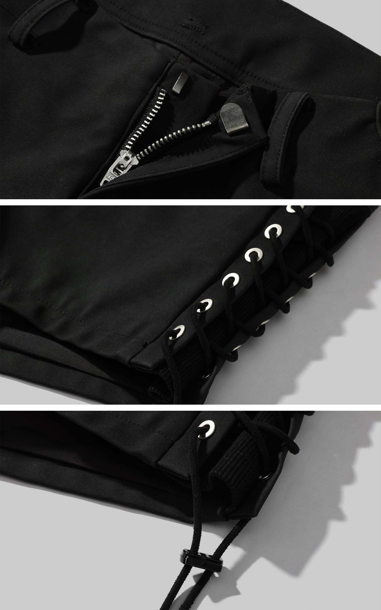 WARDEN EDGE Side Lace-Up Utility Shorts with Elongated Drawstrings and Belt Loops WARDEN EDGE Side Lace-Up Utility Shorts with Elongated Drawstrings and Belt Loops