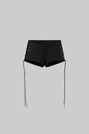 WARDEN EDGE Side Lace-Up Utility Shorts with Elongated Drawstrings and Belt Loops