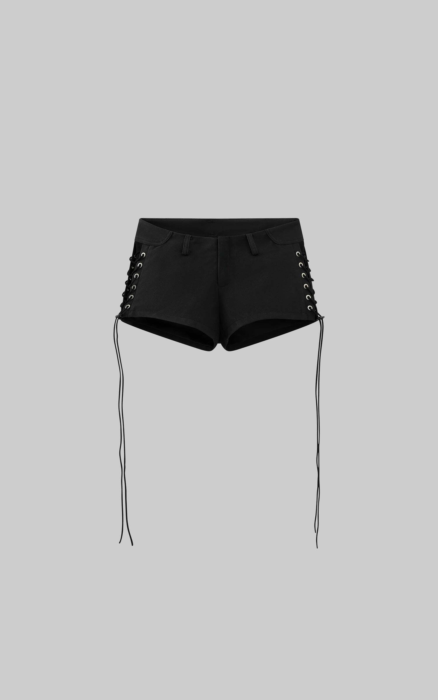 WARDEN EDGE Side Lace-Up Utility Shorts with Elongated Drawstrings and Belt Loops WARDEN EDGE Side Lace-Up Utility Shorts with Elongated Drawstrings and Belt Loops
