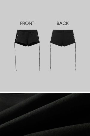 WARDEN EDGE Side Lace-Up Utility Shorts with Elongated Drawstrings and Belt Loops