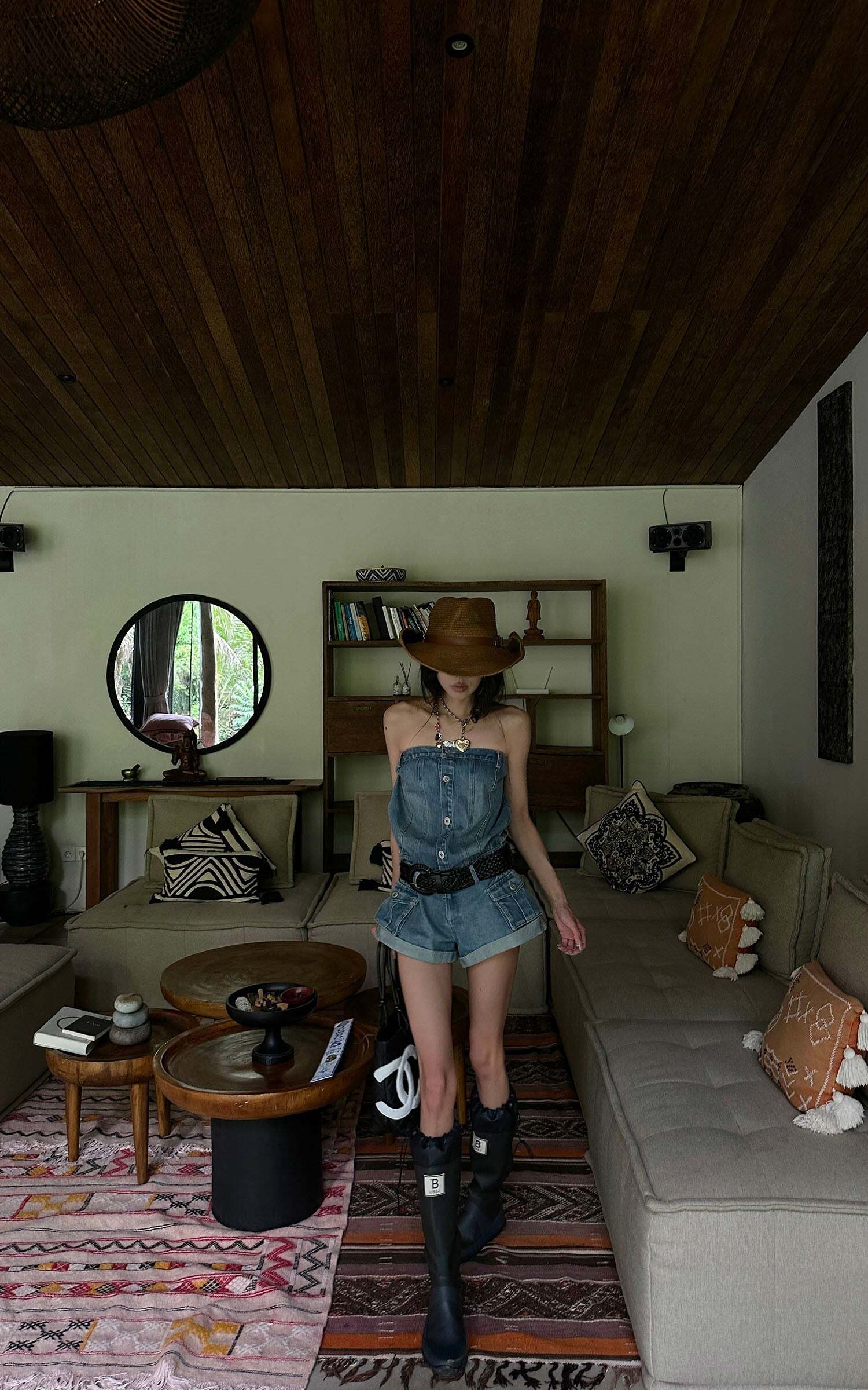 WARDEN EDGE Strapless Denim Utility Romper WARDEN EDGE Strapless Denim Utility Romper