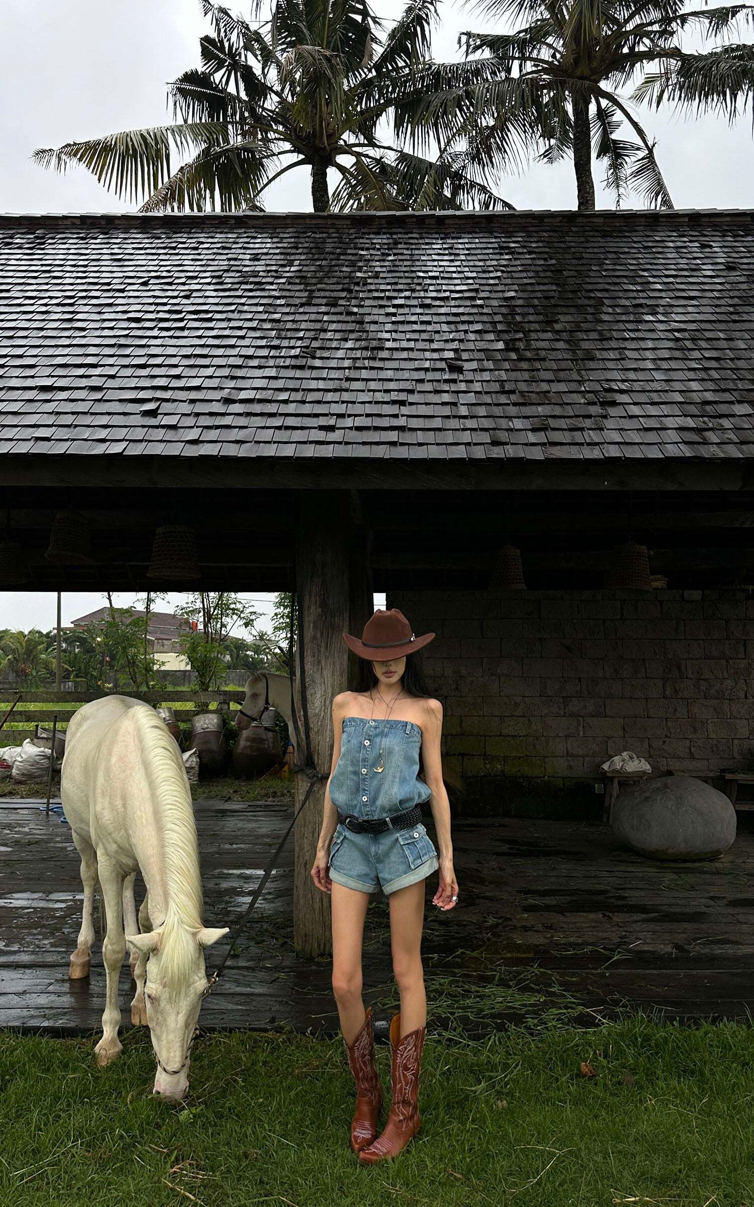 WARDEN EDGE Strapless Denim Utility Romper WARDEN EDGE Strapless Denim Utility Romper