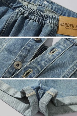 WARDEN EDGE Strapless Denim Utility Romper