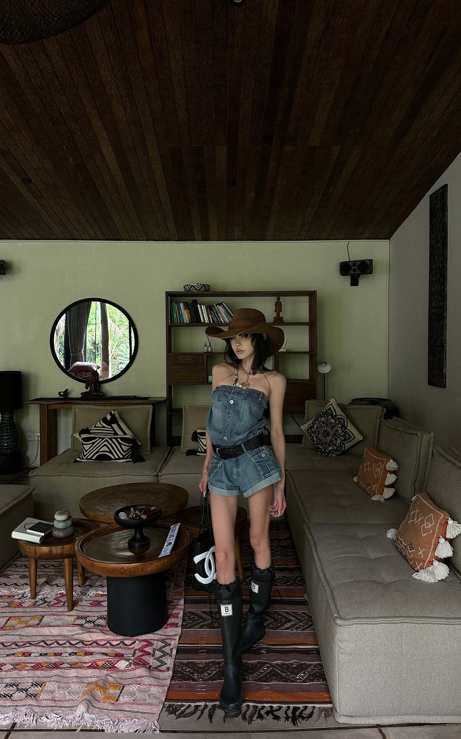 WARDEN EDGE Strapless Denim Utility Romper WARDEN EDGE Strapless Denim Utility Romper