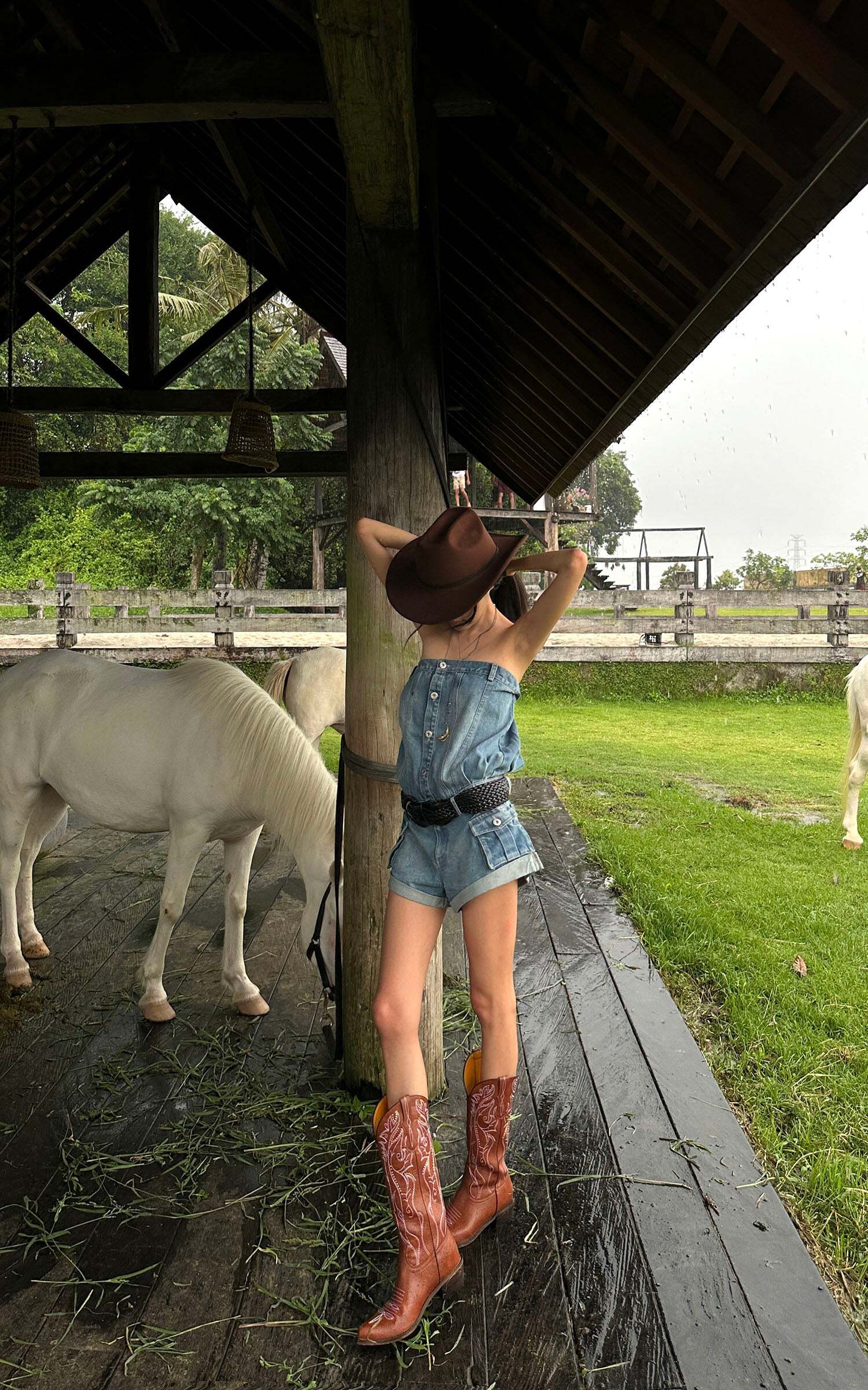 WARDEN EDGE Strapless Denim Utility Romper WARDEN EDGE Strapless Denim Utility Romper