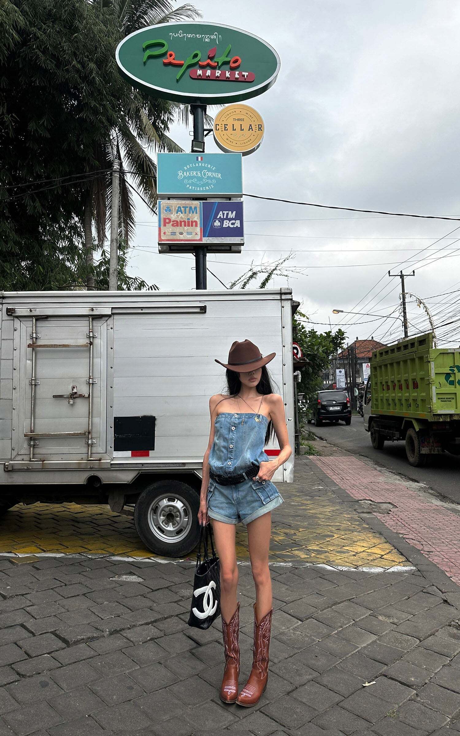 WARDEN EDGE Strapless Denim Utility Romper WARDEN EDGE Strapless Denim Utility Romper