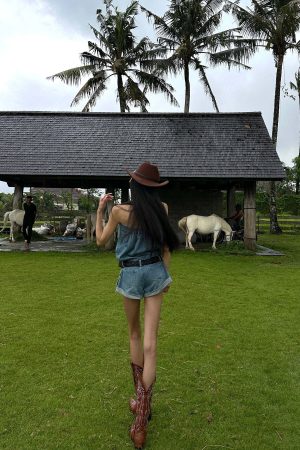 WARDEN EDGE Strapless Denim Utility Romper