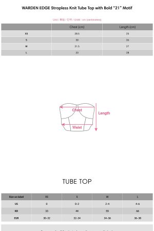 WARDEN EDGE Strapless Knit Tube Top with Bold “21” Motif