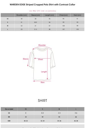 WARDEN EDGE Striped Cropped Polo Shirt with Contrast Collar