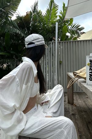 WARDEN EDGE Striped Wide-Leg Pants