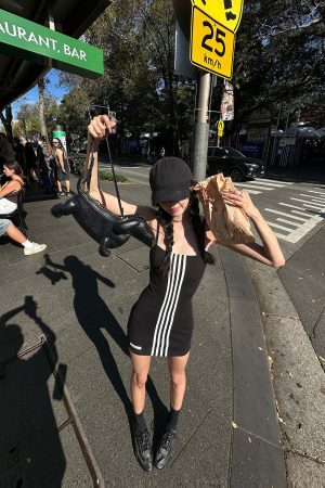 WARDEN EDGE Triple Stripe Minimalist Bodycon Dress