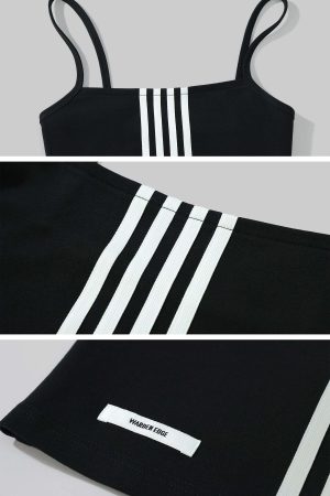 WARDEN EDGE Triple Stripe Minimalist Bodycon Dress