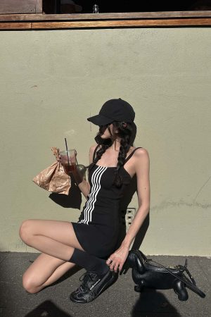 WARDEN EDGE Triple Stripe Minimalist Bodycon Dress