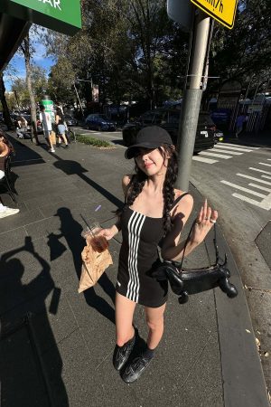 WARDEN EDGE Triple Stripe Minimalist Bodycon Dress