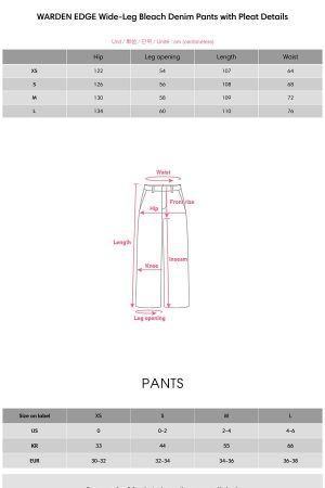 WARDEN EDGE Wide-Leg Bleach Denim Pants with Pleat Details